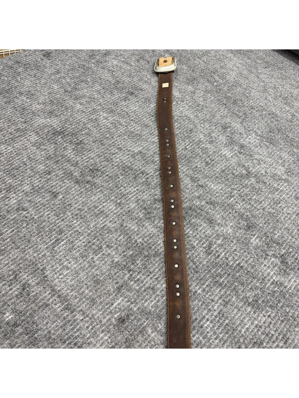 Justin Belt Mens 38 Brown Leather Western Concho Studded Engraved Silver Buckle